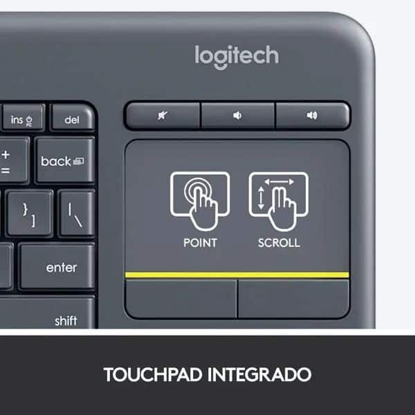 Teclado sem fio Logitech K400 Plus TV com Controle Easy Media e Touchpad Integrado, Conexão USB Unifying e Layout ABNT2 CX 1 UN