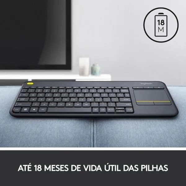 Teclado sem fio Logitech K400 Plus TV com Controle Easy Media e Touchpad Integrado, Conexão USB Unifying e Layout ABNT2 CX 1 UN