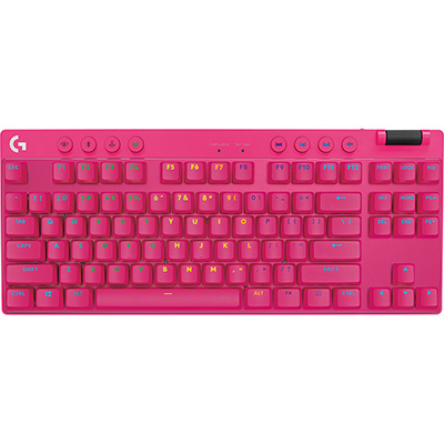 Teclado Gamer Sem Fio Logitech G PRO X com design TKL, Layout US, RGB LIGHTSYNC e Switch Exclusivo GX Brown Tactile - Rosa Magenta CX 1 UN