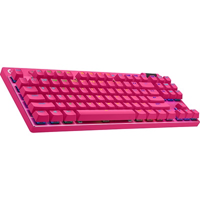 Teclado Gamer Sem Fio Logitech G PRO X com design TKL, Layout US, RGB LIGHTSYNC e Switch Exclusivo GX Brown Tactile - Rosa Magenta CX 1 UN