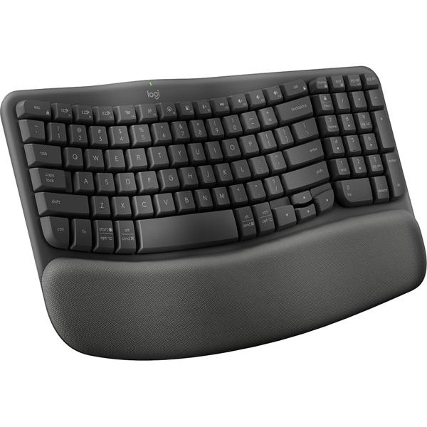 Teclado Ergonômico sem Fio Wave Keys, USB, Bluetooth, Grafite, 920-012281, Logitech - CX 1 UN