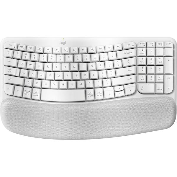 Teclado Ergonômico sem Fio Wave Keys, USB, Bluetooth, Branco, 920-012282, Logitech - CX 1 UN