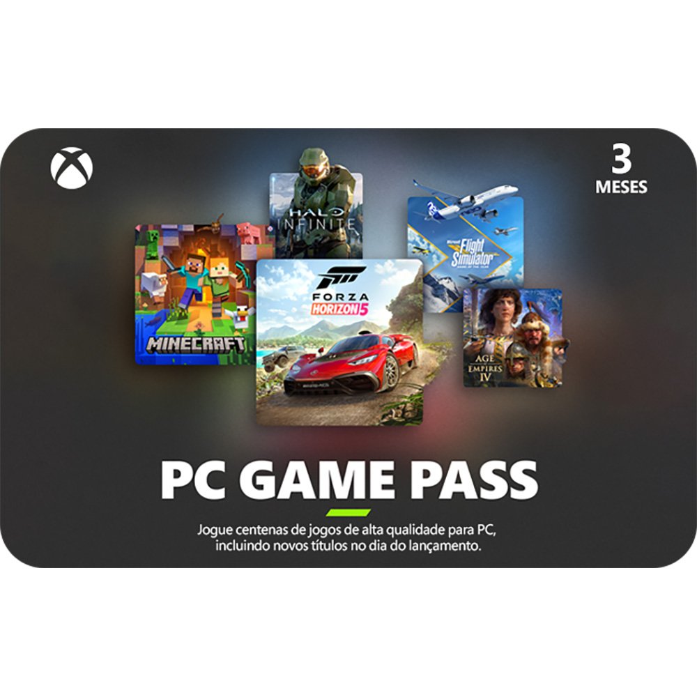 Gift Card GCMV Game Pass PC, 3 meses, Microsoft - 1 UN - Softwares - Kalunga