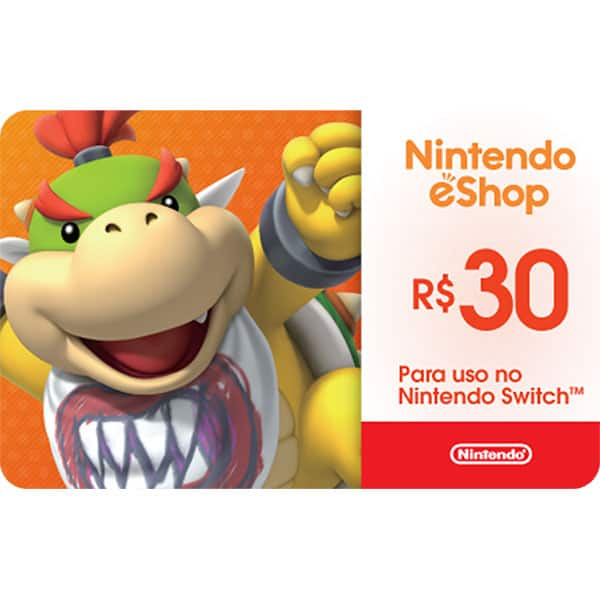 Gift Card GCMV Nintendo eshop cash R$ 30,00, Nintendo - 1 UN