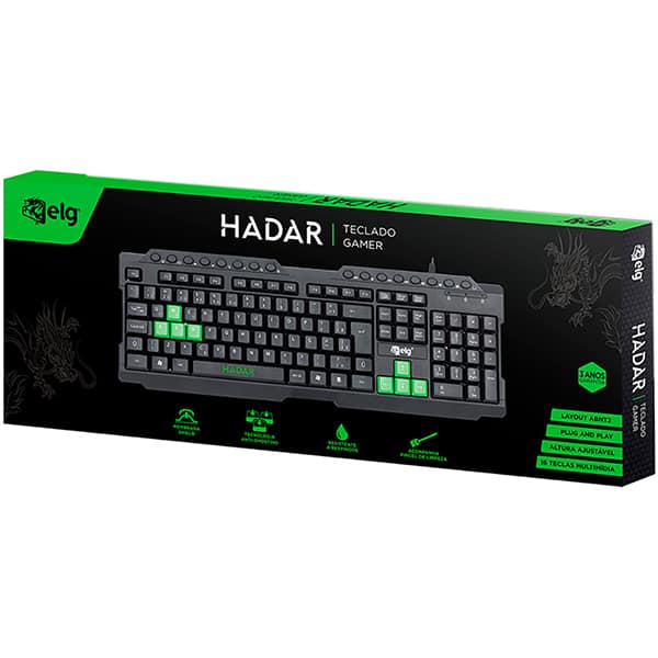 Teclado USB Gamer Hadar preto TGHD Elg CX 1 UN