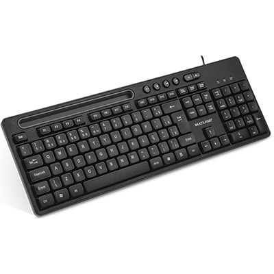 Teclado com fio USB ABNT2 Preto TC262 com suporte de smartphone Multi - CX 1 UN