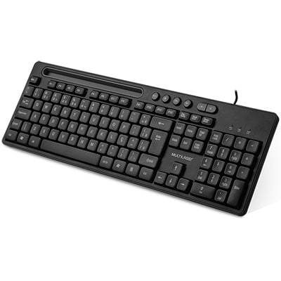 Teclado com fio USB ABNT2 Preto TC262 com suporte de smartphone Multi - CX 1 UN