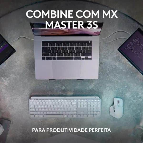 Teclado sem fio Logitech MX Keys S com Iluminação Inteligente, Conexão Bluetooth ou Receptor USB Logi Bolt e Bateria Recarregável - Grafite CX 1 UN