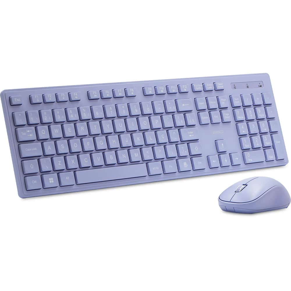 Teclado e Mouse sem Fio, Wireless, Padrão ABNT2, Lilás, KMW231L, Ergo - CX 1 UN Teclado e Mouse sem Fio, Wireless, Padrão ABNT2, Lilás, KMW231L, Ergo - CX 1 UN