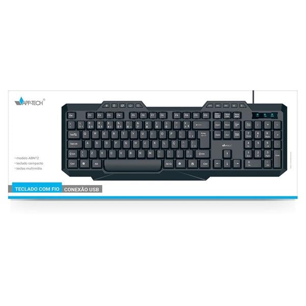 Teclado com fio USB ABNT2 Preto KF150M App-tech - CX 1 UN