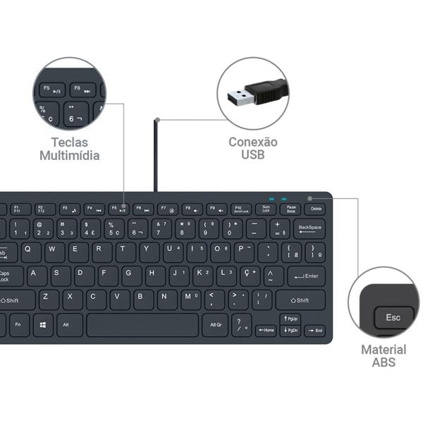 Teclado com fio USB ABNT2 Preto KF350 App-tech - CX 1 UN