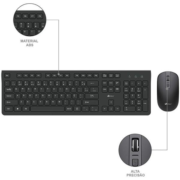Kit wireless ( teclado / mouse), Preto, KMW250, App-tech - CX 1 UN
