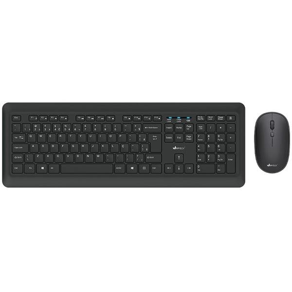 Kit Teclado e Mouse sem Fio, Wireless, Padrão ABNT2, Preto, KMW300, App-Tech - CX 1 UN