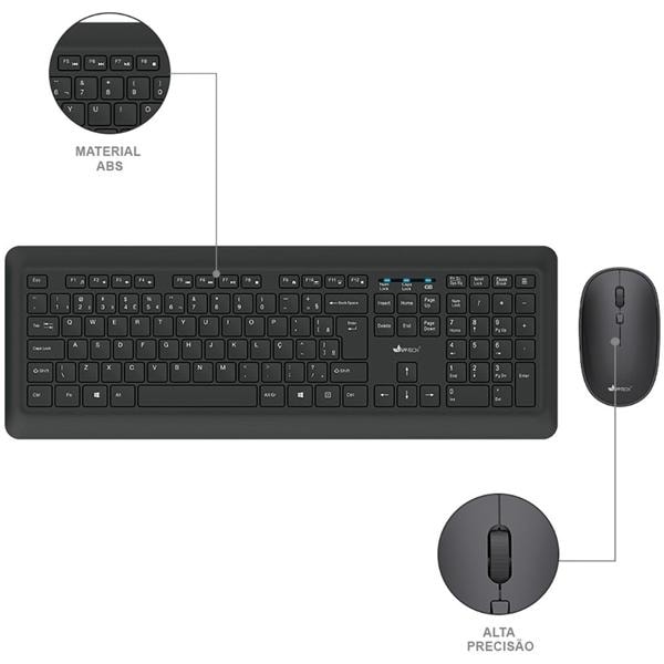 Kit wireless ( teclado / mouse), Preto, KMW300, App-tech - CX 1 UN