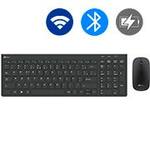 Kit Teclado e Mouse sem Fio Recarregável, Wireless e Bluetooth, Padrão ABNT2, Preto, KMWRB450, App-Tech - CX 1 UN