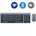 Kit Teclado e Mouse sem Fio Recarregável, Wireless e Bluetooth, Padrão ABNT2, Cinza, KMWRB451, APP-TECH - CX 1 UN