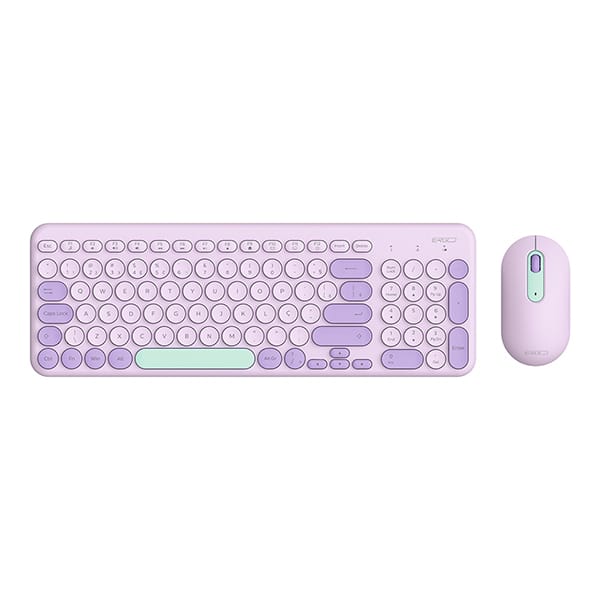 Kit Teclado e Mouse sem Fio, Wireless, Padrão ABNT2, Lilás, KMW278L, Ergo - CX 1 UN