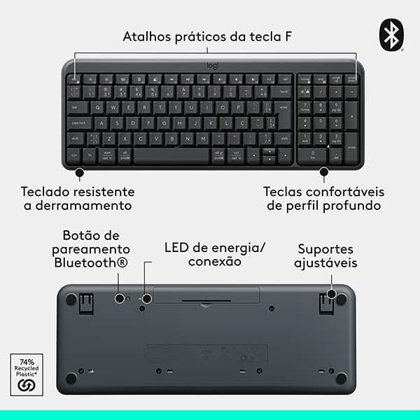 Teclado e Mouse sem fio, Bluetooth, MK250, Grafite, 920-013516, Logitech - CX 1 UN