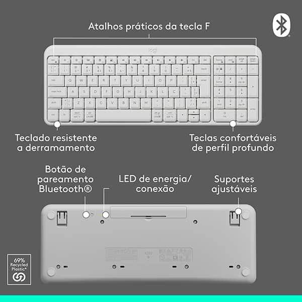 Teclado e Mouse sem fio, Bluetooth, MK250, Branco, 920-013517, Logitech - CX 1 UN