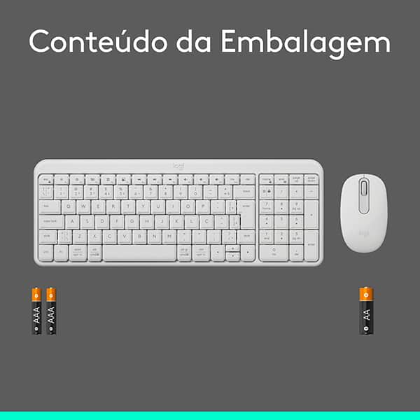 Teclado e Mouse sem fio, Bluetooth, MK250, Branco, 920-013517, Logitech - CX 1 UN