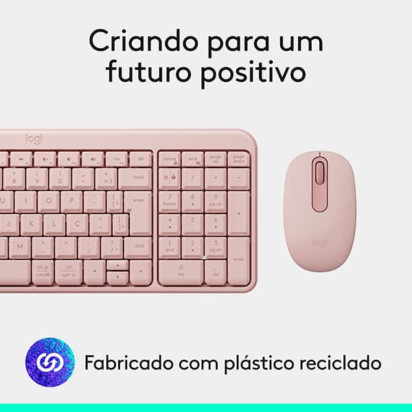 Teclado e Mouse sem fio, Bluetooth, MK250, Rosa, 920-013518, Logitech - CX 1 UN