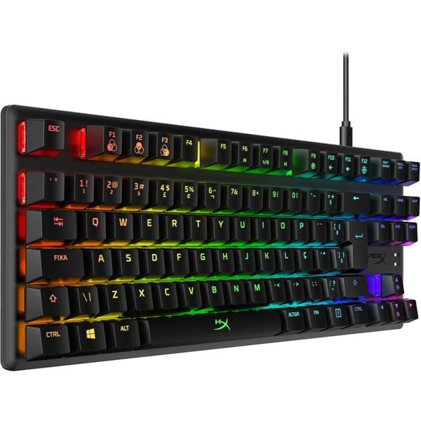 Teclado Gamer Mecânico Alloy Origins Core, RGB, USB, Switch HyperX Azul, Design Compacto, Anti-Ghosting, ABNT2, Preto, HyperX - CX 1 UN