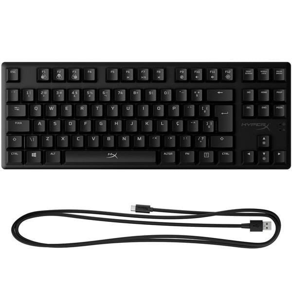 Teclado Gamer Mecânico Alloy Origins Core, RGB, USB, Switch HyperX Azul, Design Compacto, Anti-Ghosting, ABNT2, Preto, HyperX - CX 1 UN