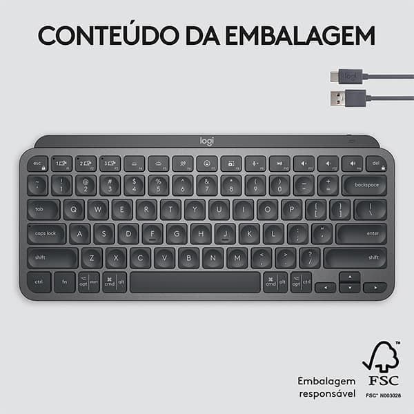 Teclado sem fio MX Keys Mini, Grafite, 920-010505, Logitech - CX 1 UN