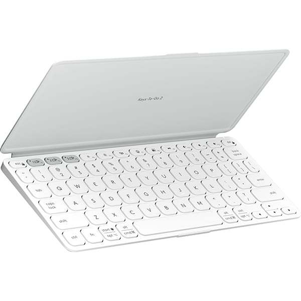Teclado sem fio Logitech Keys-To-Go-2, Conexão Bluetooth, Branco, Capa de proteção, Pilha inclusa - CX 1 UN