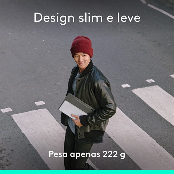 Teclado sem fio Logitech Keys-To-Go-2, Conexão Bluetooth, Branco, Capa de proteção, Pilha inclusa - CX 1 UN