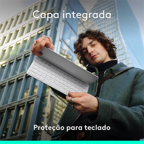 Teclado sem fio Logitech Keys-To-Go-2, Conexão Bluetooth, Branco, Capa de proteção, Pilha inclusa - CX 1 UN