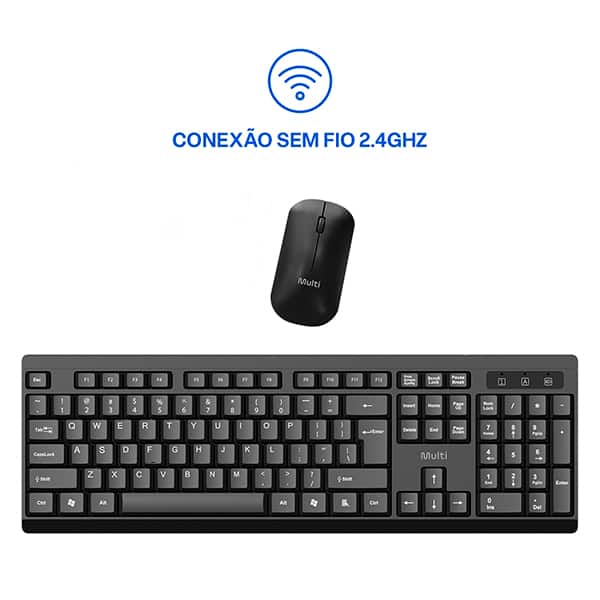 Teclado e Mouse sem Fio, Wireless, 1200DPI, Padrão ABNT2, Preto, TC670, Multi - CX 1 UN Teclado e Mouse sem Fio, Wireless, 1200DPI, Padrão ABNT2, Preto, TC670, Multi - CX 1 UN