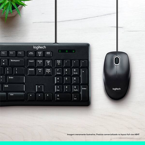 Kit multimidia (teclado/mouse) cinza MK200 920-002718 Logitech CX 1 UN