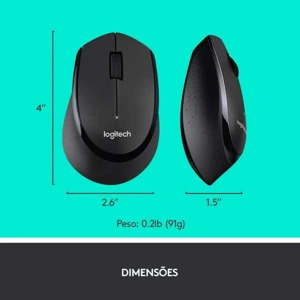 Combo Teclado e Mouse sem fio Logitech MK345 com Teclado com Apoio para as Mãos e Mouse Destro, Conexão USB, Pilhas Inclusas e Layout ABNT2 CX 1 UN