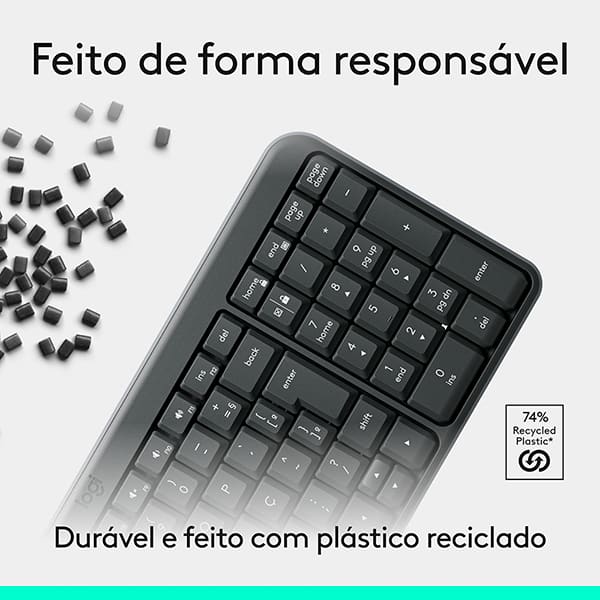 Teclado Sem Fio Logitech K250 Bluetooth com Conectividade Rápida e Fácil, Design Compacto, Teclado Numérico, Layout ABNT2, Teclas Resistentes a Derramamentos, Compatível com PC e Mac - Grafite CX 1 UN Teclado Sem Fio Logitech K250 Bluetooth com Conectividade Rápida e Fácil, Design Compacto, Teclado Numérico, Layout ABNT2, Teclas Resistentes a Derramamentos, Compatível com PC e Mac - Grafite CX 1 UN