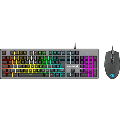 Kit Gamer mouse e teclado RGB Rainbow Ranger grafite 70551 Fortrek CX 1 UN