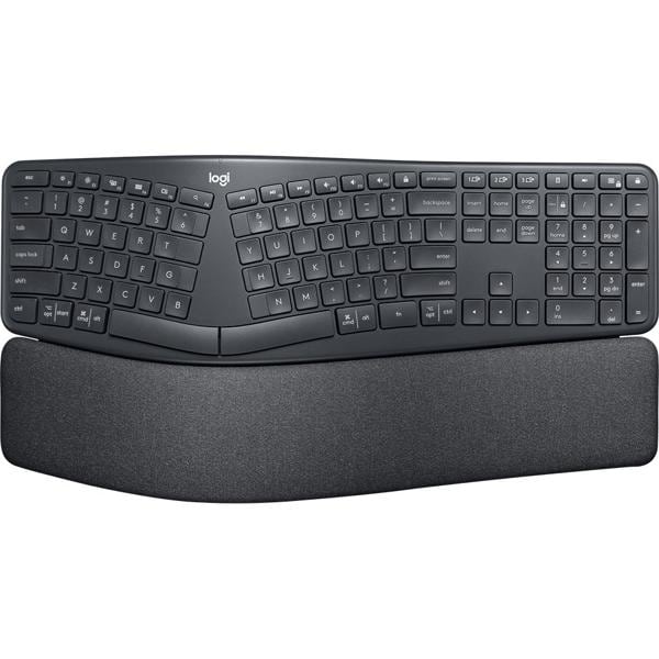 Teclado sem fio Logitech ERGO K860 com Layout Dividido, Suporte para Descanso de Pulso, Conexão Bluetooth e USB - Windows e Mac CX 1 UN