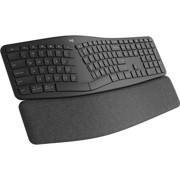 Teclado sem fio Logitech ERGO K860 com Layout Dividido, Suporte para Descanso de Pulso, Conexão Bluetooth e USB - Windows e Mac CX 1 UN