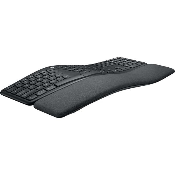 Teclado sem fio Logitech ERGO K860 com Layout Dividido, Suporte para Descanso de Pulso, Conexão Bluetooth e USB - Windows e Mac CX 1 UN