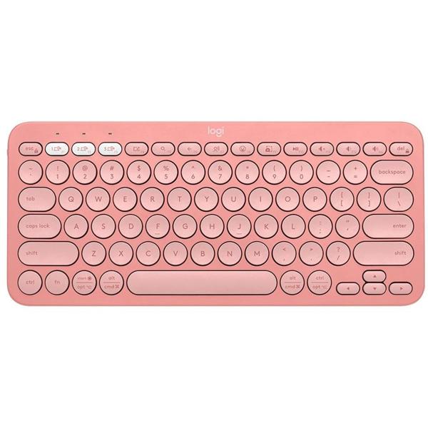 Teclado sem fio Logitech Pebble Keys 2 K380s com Conexão Bluetooth e USB Logi Bolt, Easy-Switch para até 3 dispositivos e Pilha Inclusa- Rosa CX 1 UN