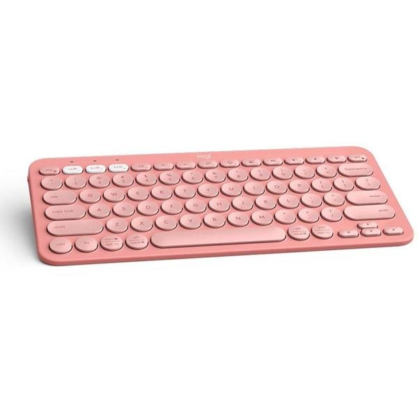 Teclado sem fio Logitech Pebble Keys 2 K380s com Conexão Bluetooth e USB Logi Bolt, Easy-Switch para até 3 dispositivos e Pilha Inclusa- Rosa CX 1 UN