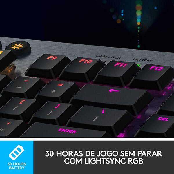 Teclado Mecânico Gamer sem fio G915 Lightspeed, RGB, LIGHTSYNC, USB ou Bluetooth, 920-008902, Logitech G - CX 1 UN