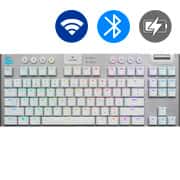 Teclado Mecânico Gamer Sem Fio Logitech G915 TKL RGB LIGHTSYNC, USB ou Bluetooth, Ultrafino, Switch GL Tactile, Branco - 920-009660 CX 1 UN Teclado Mecânico Gamer Sem Fio Logitech G915 TKL RGB LIGHTSYNC, USB ou Bluetooth, Ultrafino, Switch GL Tactile, Branco - 920-009660 CX 1 UN
