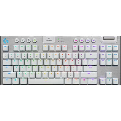 Teclado Mecânico Gamer Sem Fio Logitech G915 TKL RGB LIGHTSYNC, USB ou Bluetooth, Ultrafino, Switch GL Tactile, Branco - 920-009660 CX 1 UN