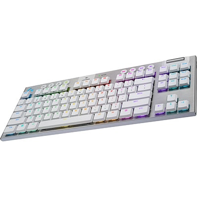 Teclado Mecânico Gamer Sem Fio Logitech G915 TKL RGB LIGHTSYNC, USB ou Bluetooth, Ultrafino, Switch GL Tactile, Branco - 920-009660 CX 1 UN