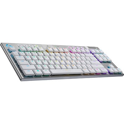 Teclado Mecânico Gamer Sem Fio Logitech G915 TKL RGB LIGHTSYNC, USB ou Bluetooth, Ultrafino, Switch GL Tactile, Branco - 920-009660 CX 1 UN