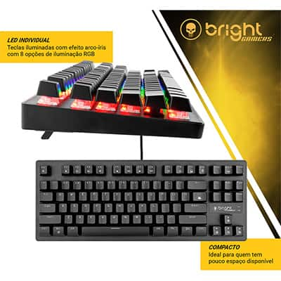 Teclado Gamer Mecânico Basic, Switch Azul, USB, GTC559, Bright - CX 1 UN