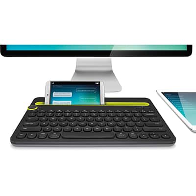 Teclado sem fio Logitech K480 com Suporte Integrado para Smartphone e Tablet, Conexão Bluetooth para até 3 dispositivos e Pilha Inclusa CX 1 UN