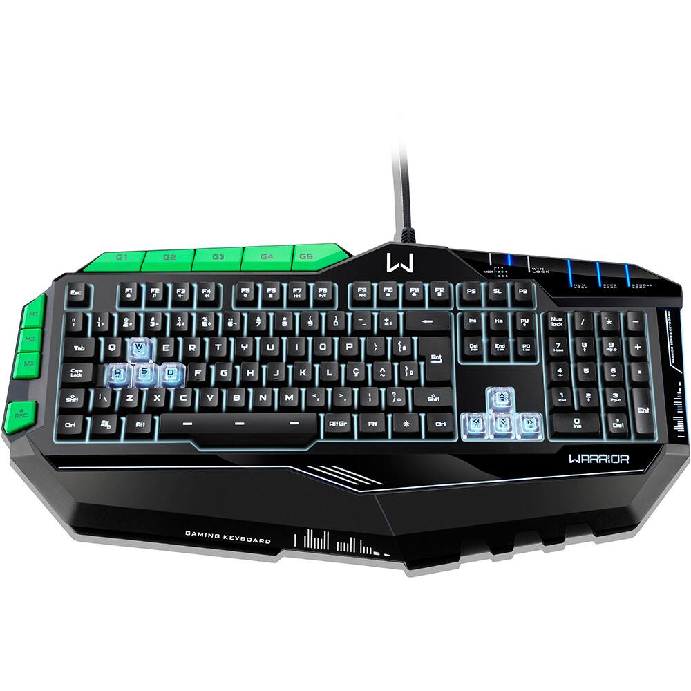 Teclado usb gamer profissional preto verde tc199 warrior cx 1 un