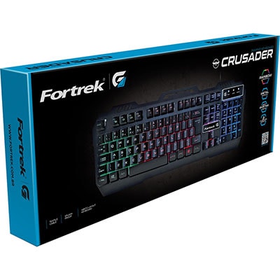 Teclado Gamer USB multimidia, Crusader, Preto, 70528, Fortrek - CX 1 UN